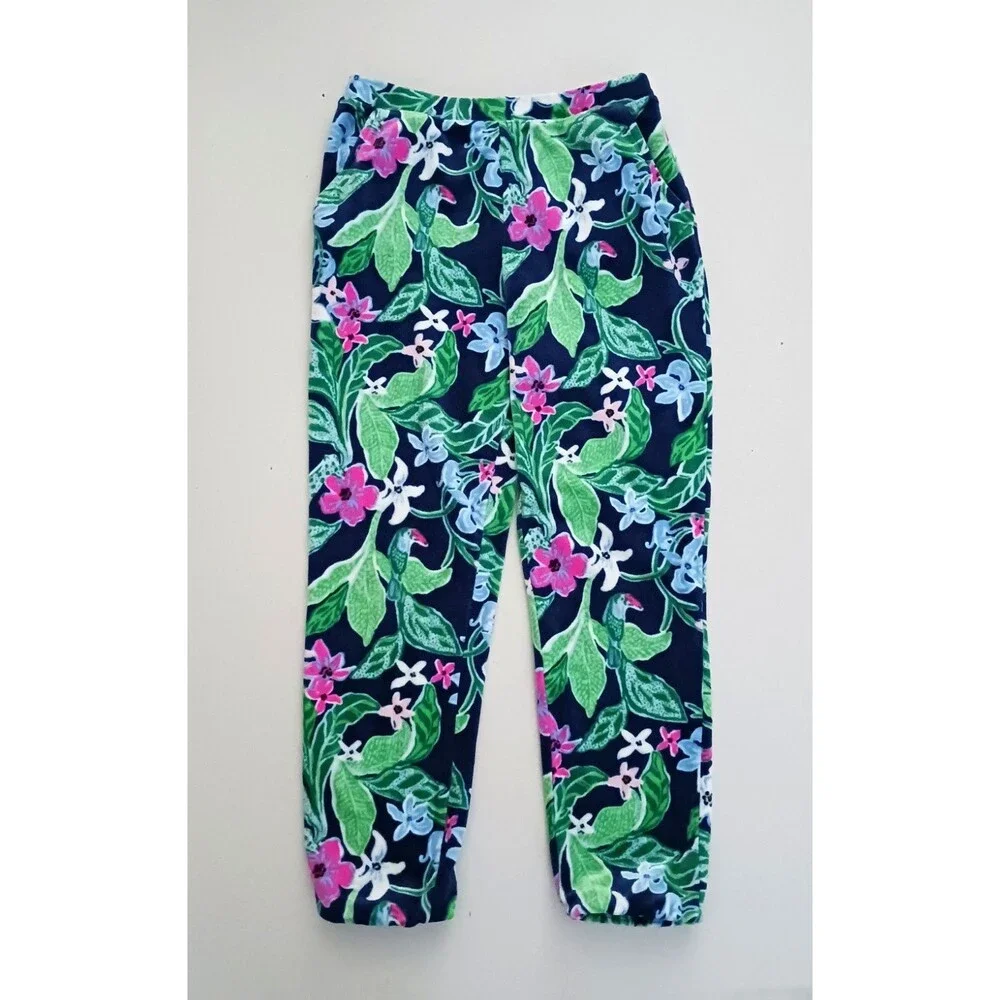 Lilly Pulitzer Velour Set Girls Little Skipper Popover /Mallie Pant L 9-10